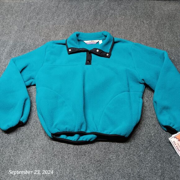 NWT NOS Vintage Backpack Fleece Pullover‎ Sweater Adult Medium Blue With Pockets - Picture 1 of 8